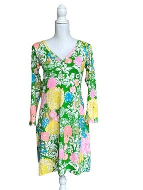 Lilly Pulitzer PALMETTO DRESS “Hibiscus Stroll” A-Line V-Neck Dress style #20759
